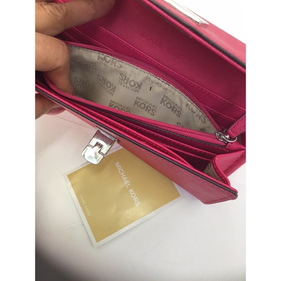 Michael Kors Leather Long Bifold Wallet in Dark pink for Women - Picture 13 of 14